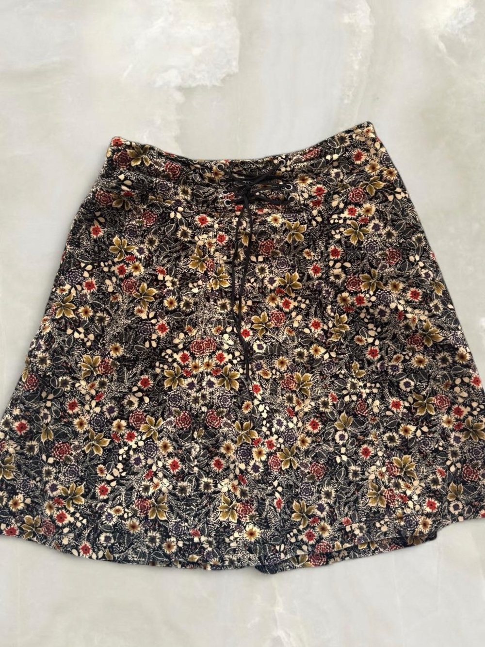Anthropologie Edmé & Esyllte Norwegian Woods Lace Up Autumn Floral Mini Skirt